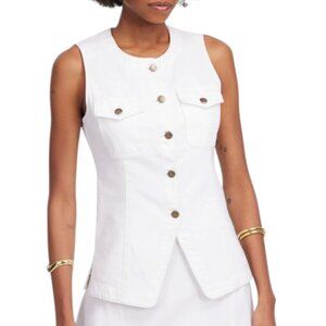 MADEWELL White Denim High Crewneck Vest Women's 00/XXS